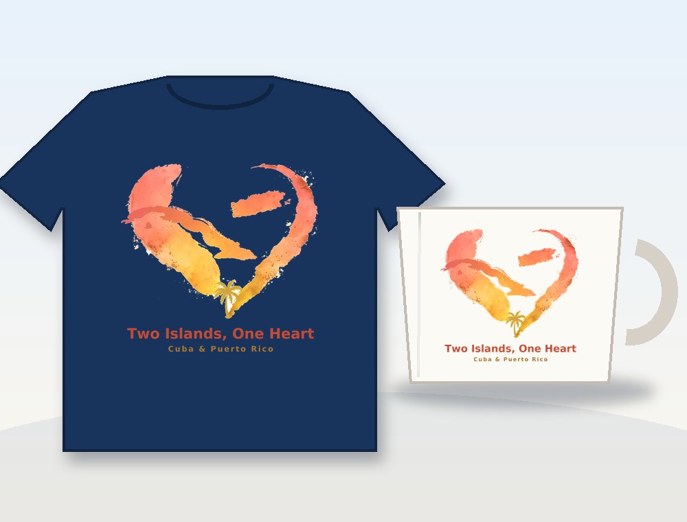 Two Islands, One Heart · Dos islas, un corazón — diseño MKLDesignsShop en Camiseta y taza · Shirt & mug