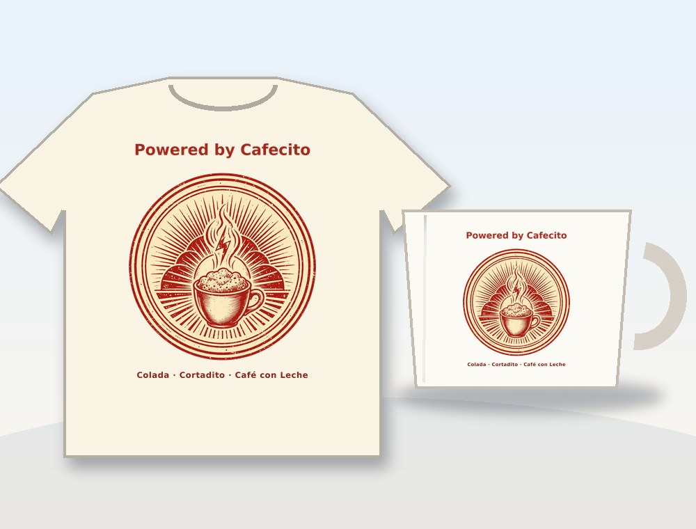 Powered by Cafecito · Energía de cafecito — diseño MKLDesignsShop en Camiseta y taza · Shirt & mug