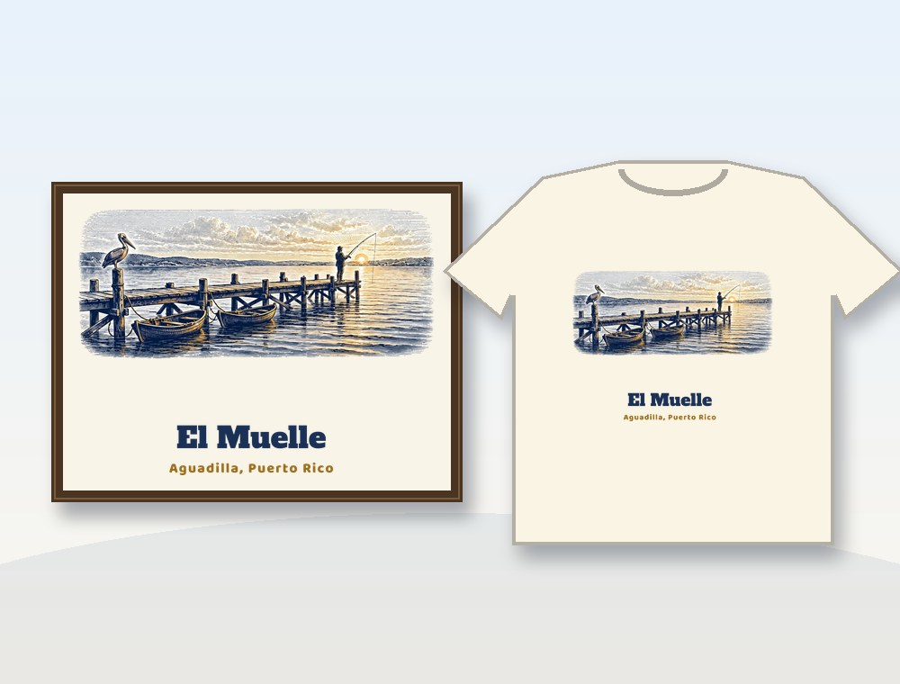 The Pier at Sunset · El Muelle al atardecer — diseño MKLDesignsShop en Póster y camiseta · Poster & shirt