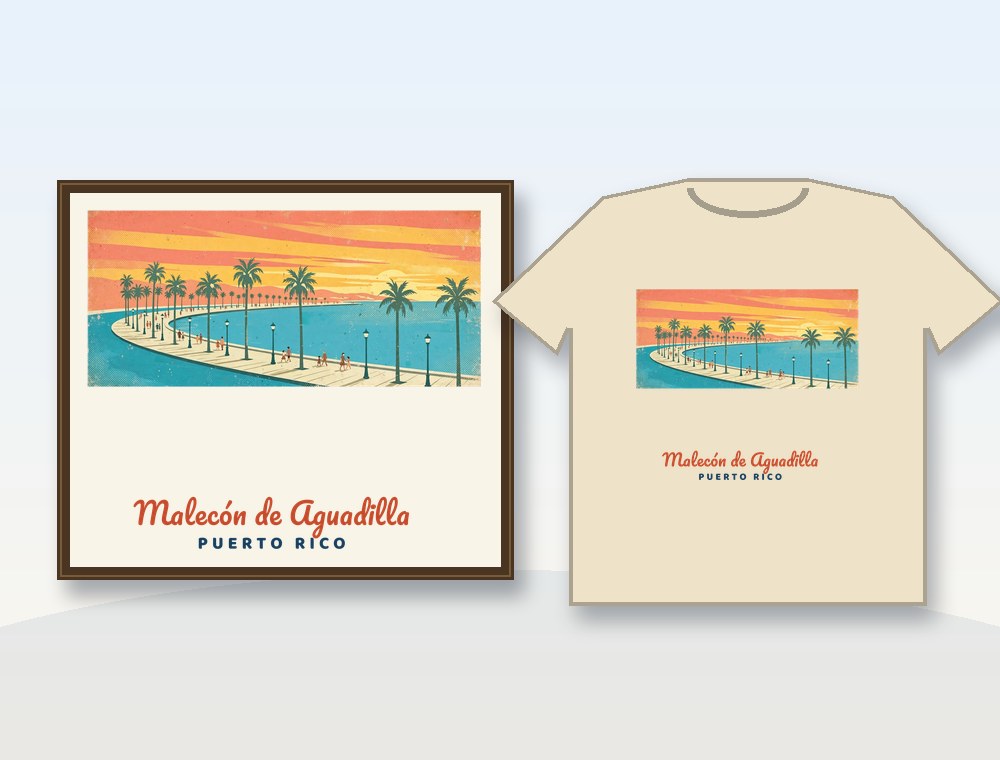 Aguadilla Boardwalk · Malecón de Aguadilla — diseño MKLDesignsShop en Camiseta y póster · Shirt & poster