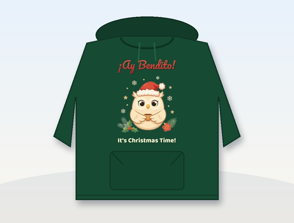 ¡Ay Bendito! Christmas Hoodie · Sudadera navideña ¡Ay Bendito! — diseño MKLDesignsShop en Sudadera · Hoodie