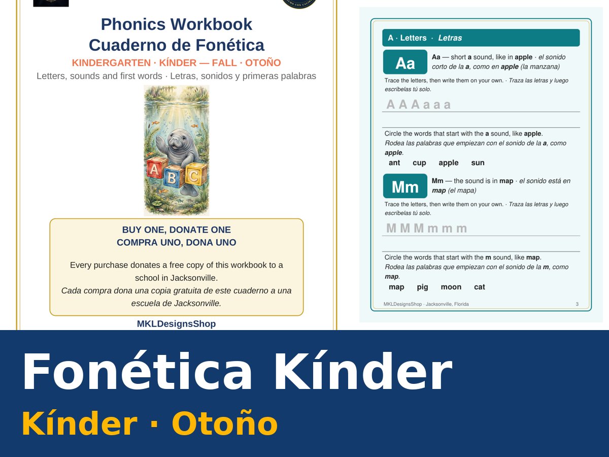 Cuaderno de fonética de Kínder, edición de otoño