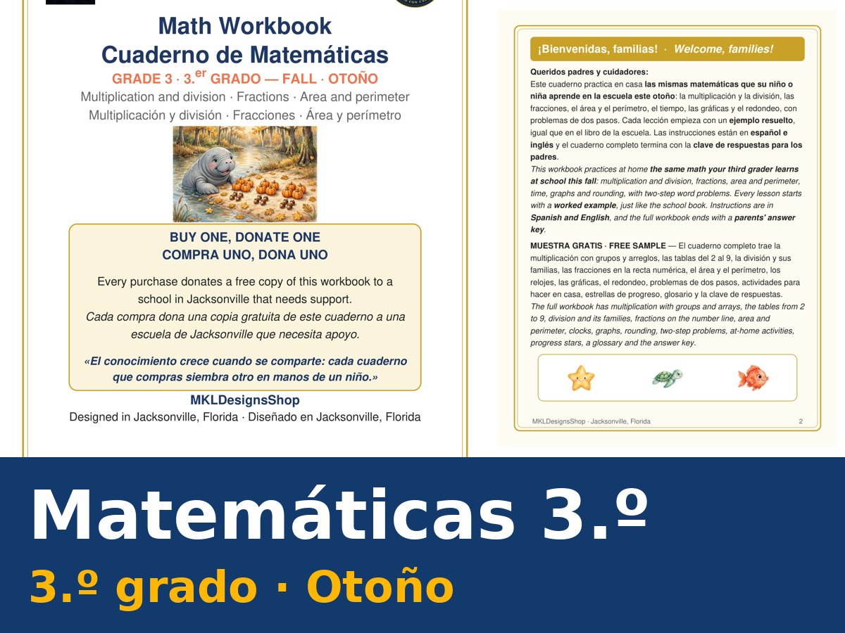Cuaderno de matemáticas de tercer grado, edición de otoño