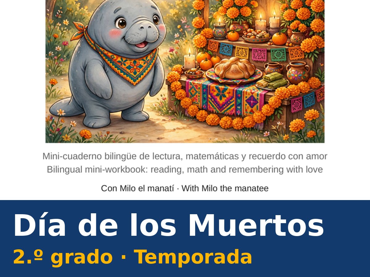 Mini-cuaderno bilingüe del Día de los Muertos para segundo grado