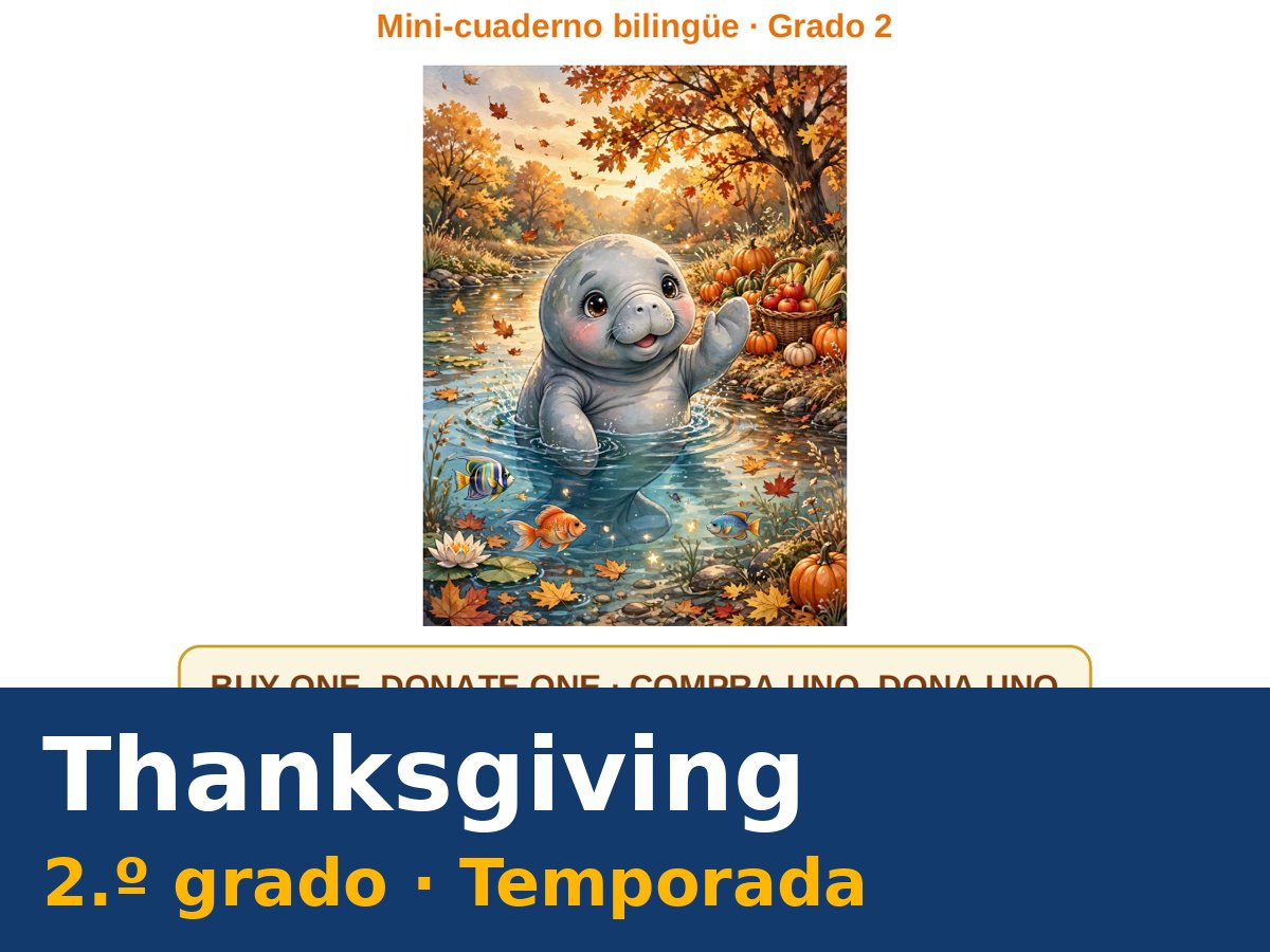 Mini-cuaderno bilingüe de Thanksgiving para segundo grado