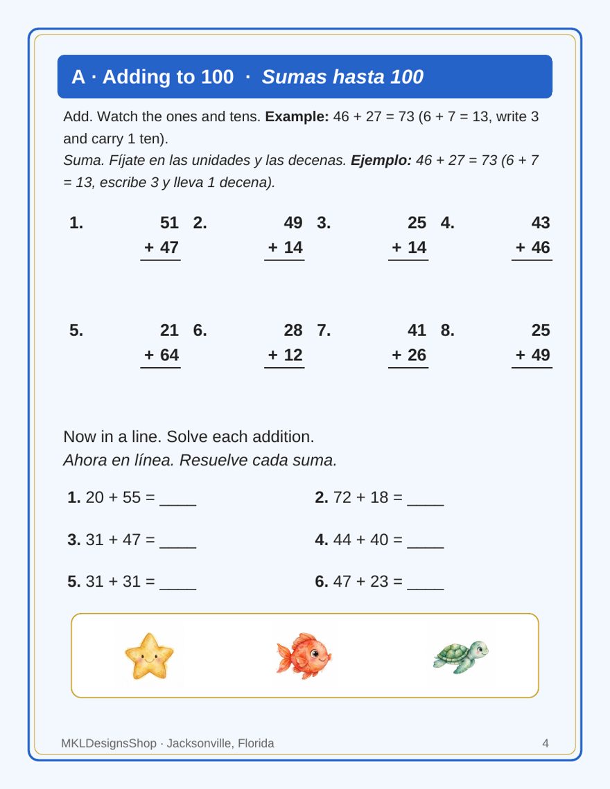 Página real de la muestra de Cuaderno 2.º grado · Real sample page